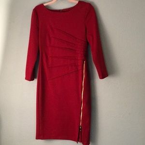 Ivanka Trump sz 6 StarburstPonteKnit BurgandyDress